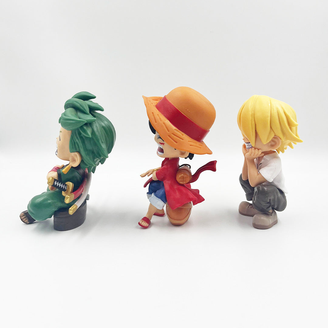 One Piece Straw Hat Pirates Sitting Cute set of 3, 13cm Action Figure