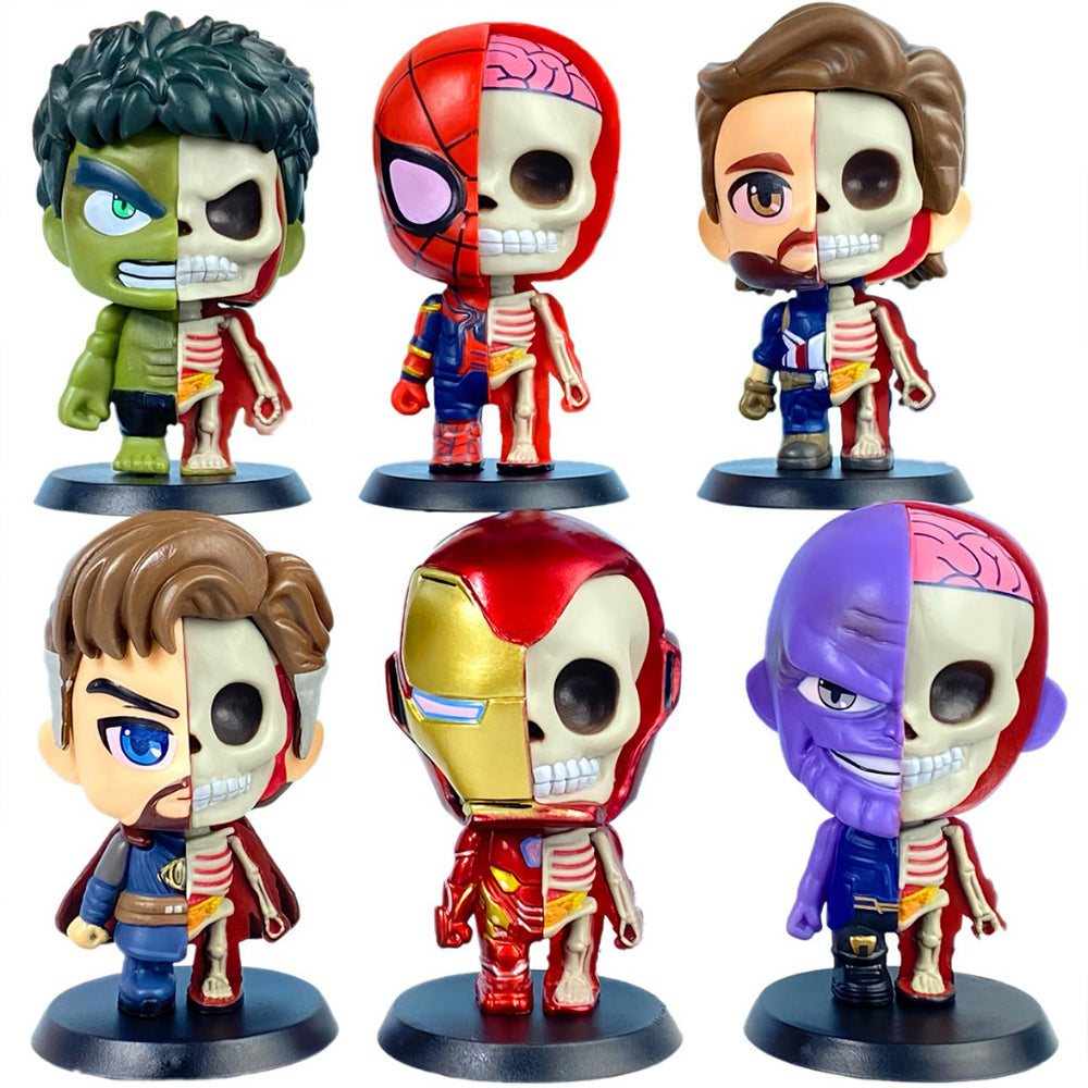 Avengers skeleton (8 cm /Set of 6), Half Anatomy Figure, Chibi PVC Anime Toys