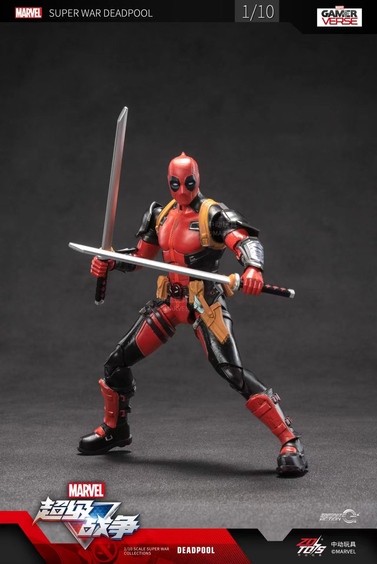 Marvel's 10th anniversary series-Super war game-Deadpool ZD Toys 1/10 Action Figure