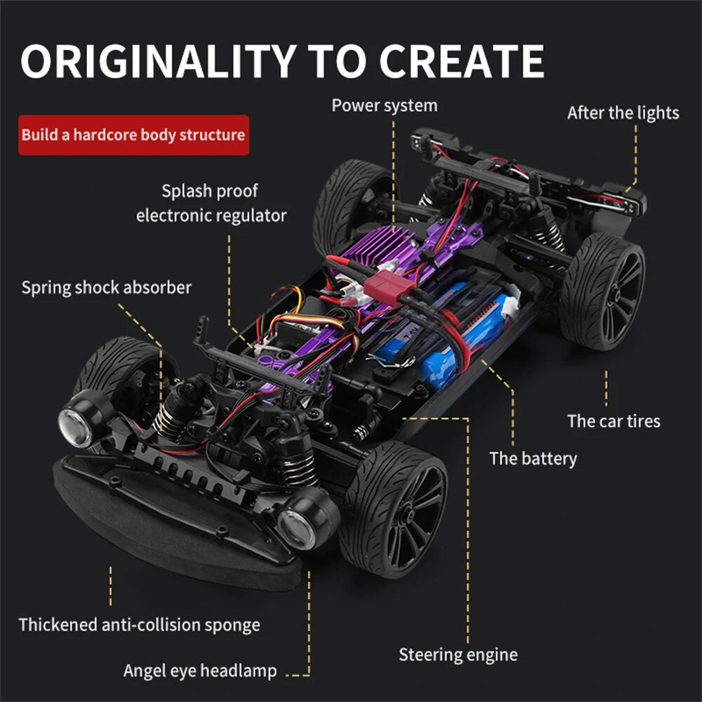 Pro RC Drift Car 2.4GHz, 1/16 Scale Car 4WD RC Cars Fast Drifting Car 60KM/H