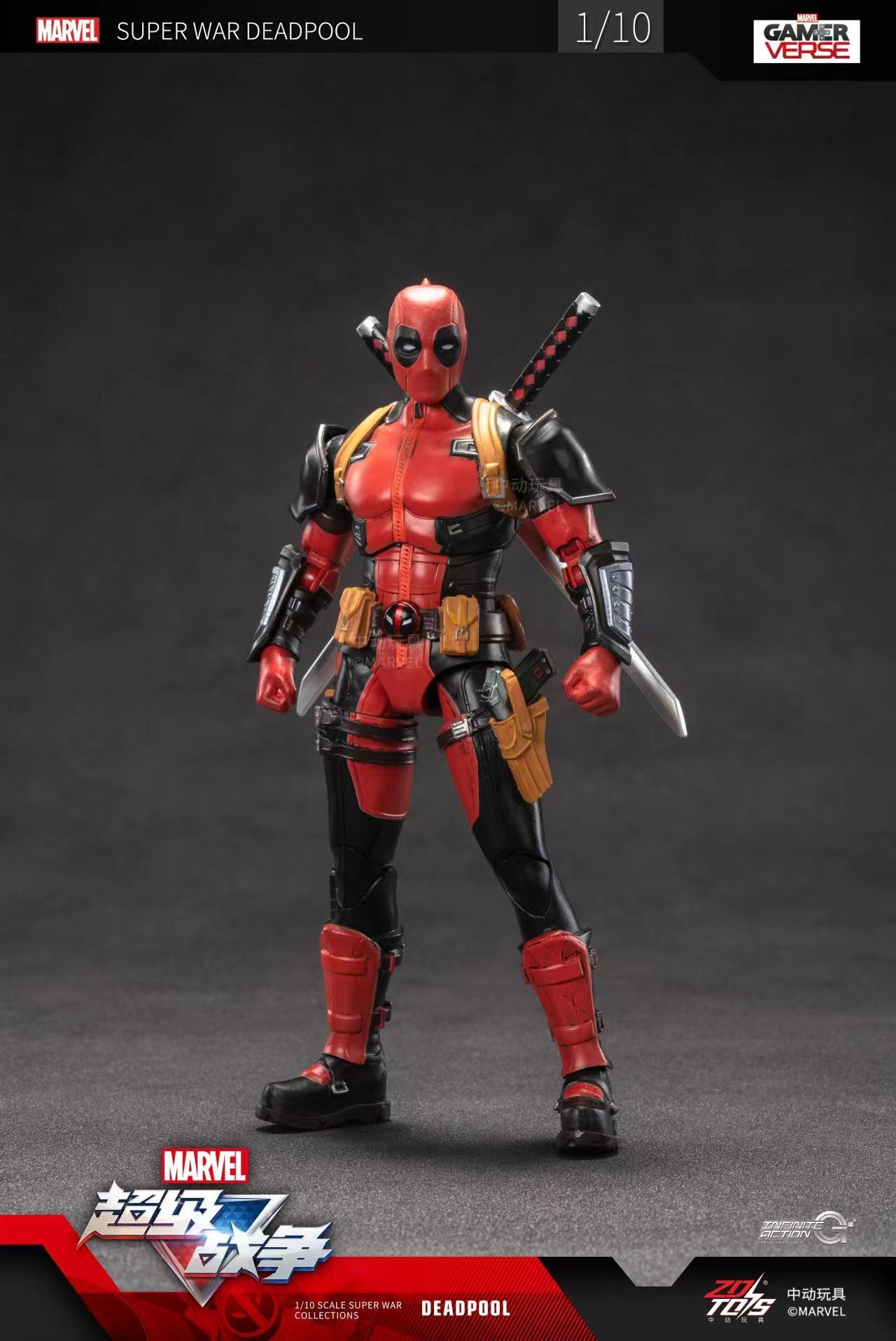 Marvel's 10th anniversary series-Super war game-Deadpool ZD Toys 1/10 Action Figure