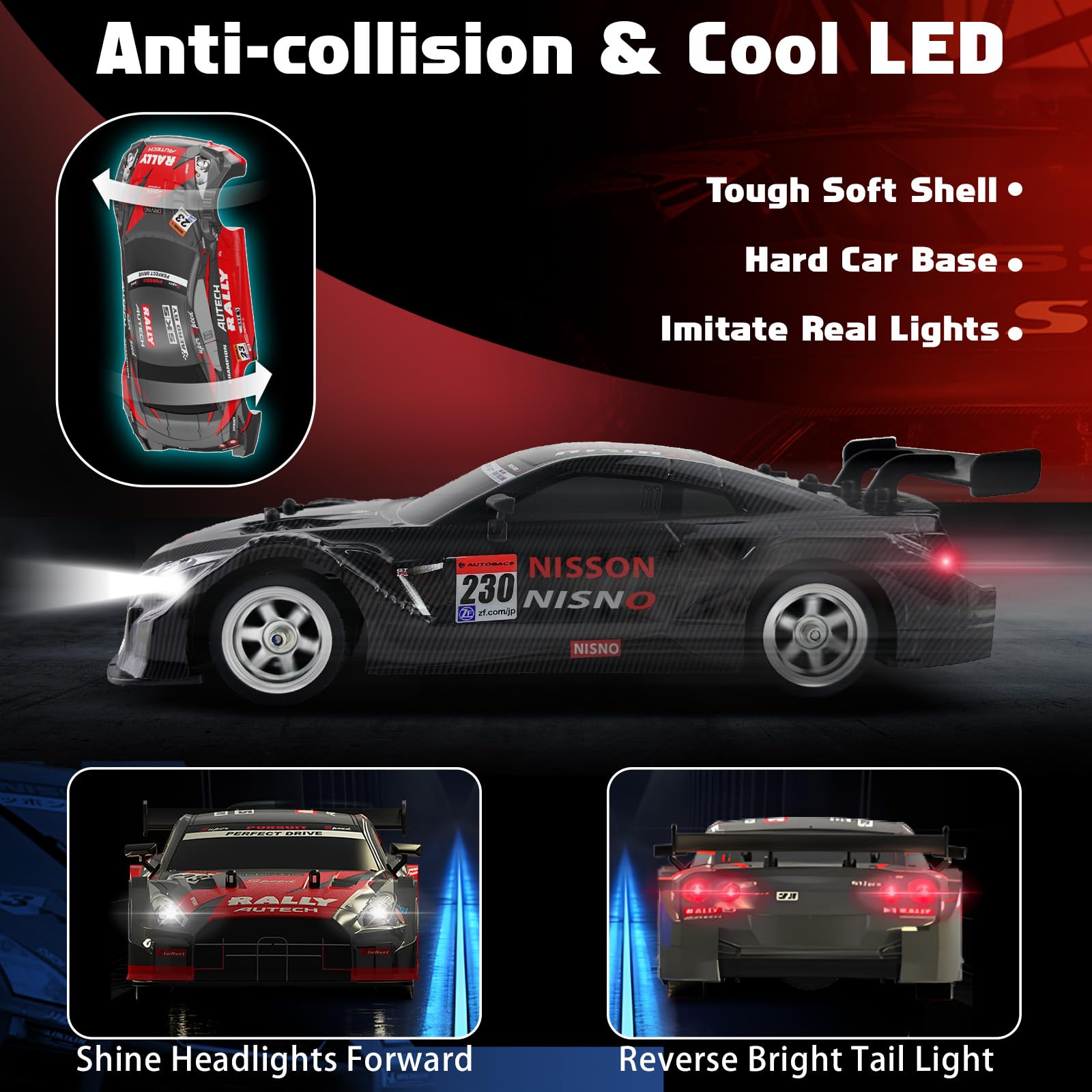 Rally RC Drift Car 2.4GHz, 1/16 Rcemote Control Car 4WD RC Cars Fast Drifting Car