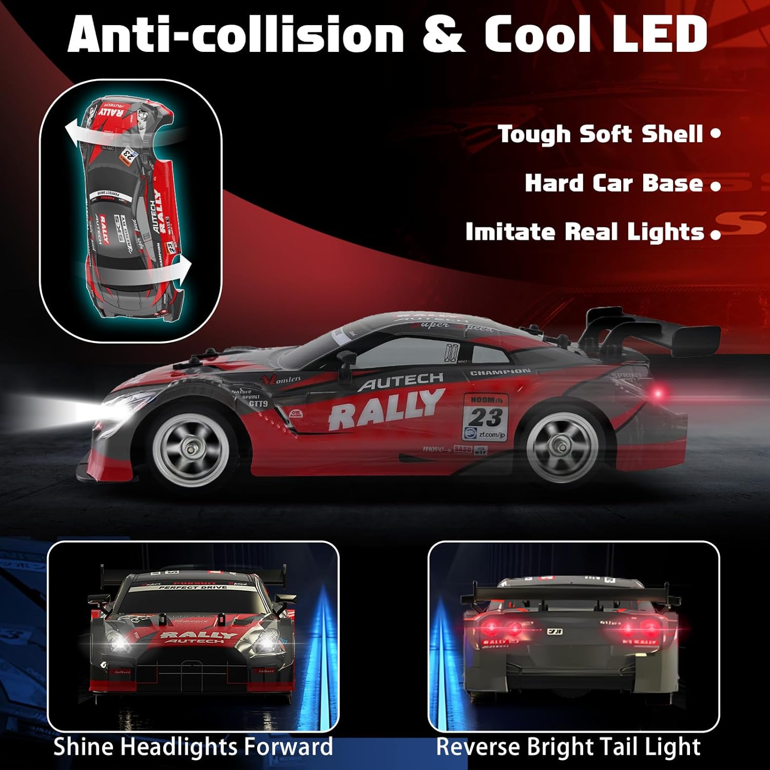 Rally RC Drift Car 2.4GHz, 1/16 Rcemote Control Car 4WD RC Cars Fast Drifting Car