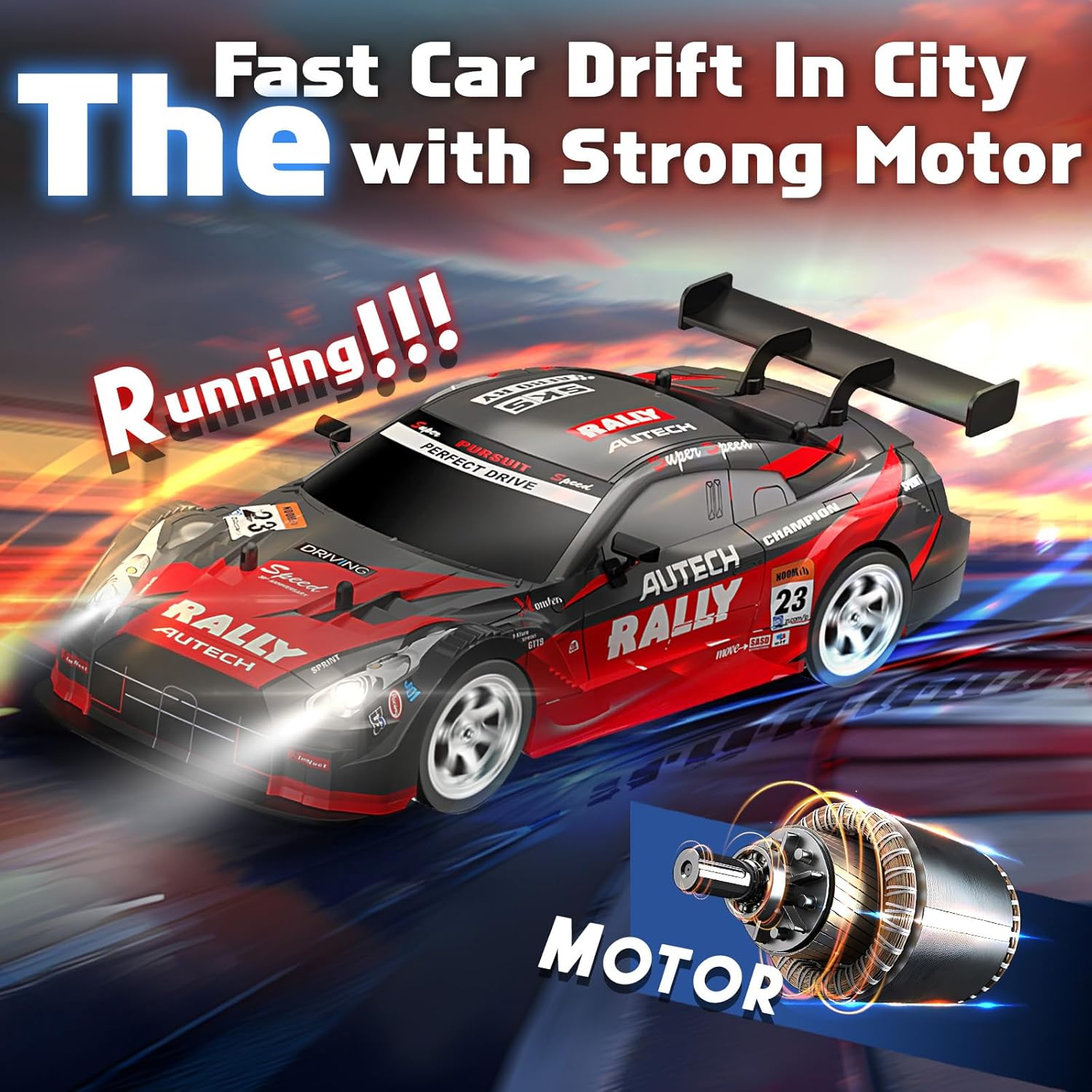 Rally RC Drift Car 2.4GHz, 1/16 Rcemote Control Car 4WD RC Cars Fast Drifting Car
