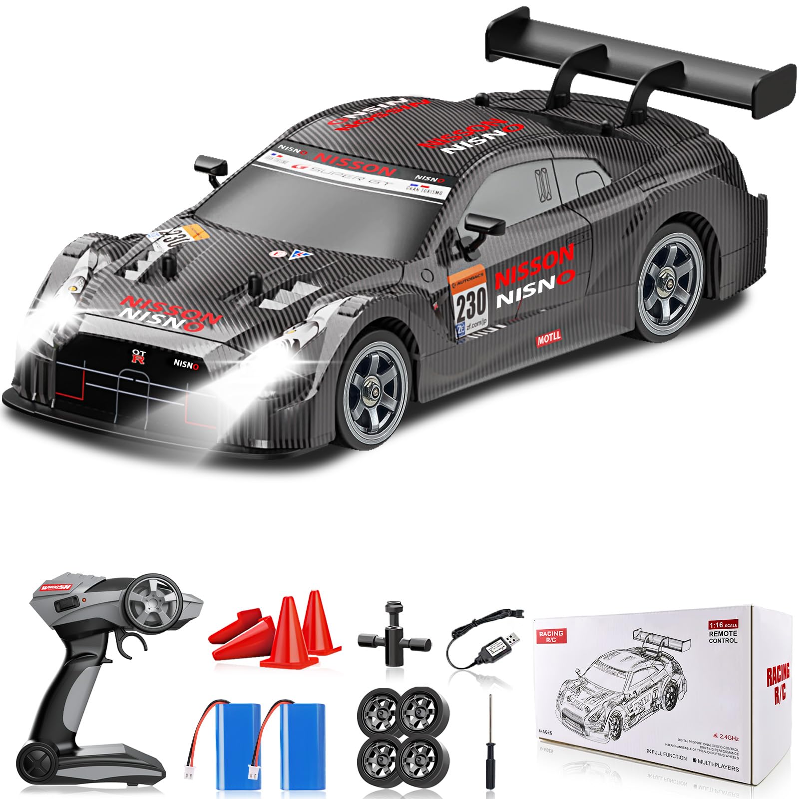 Rally RC Drift Car 2.4GHz, 1/16 Rcemote Control Car 4WD RC Cars Fast Drifting Car