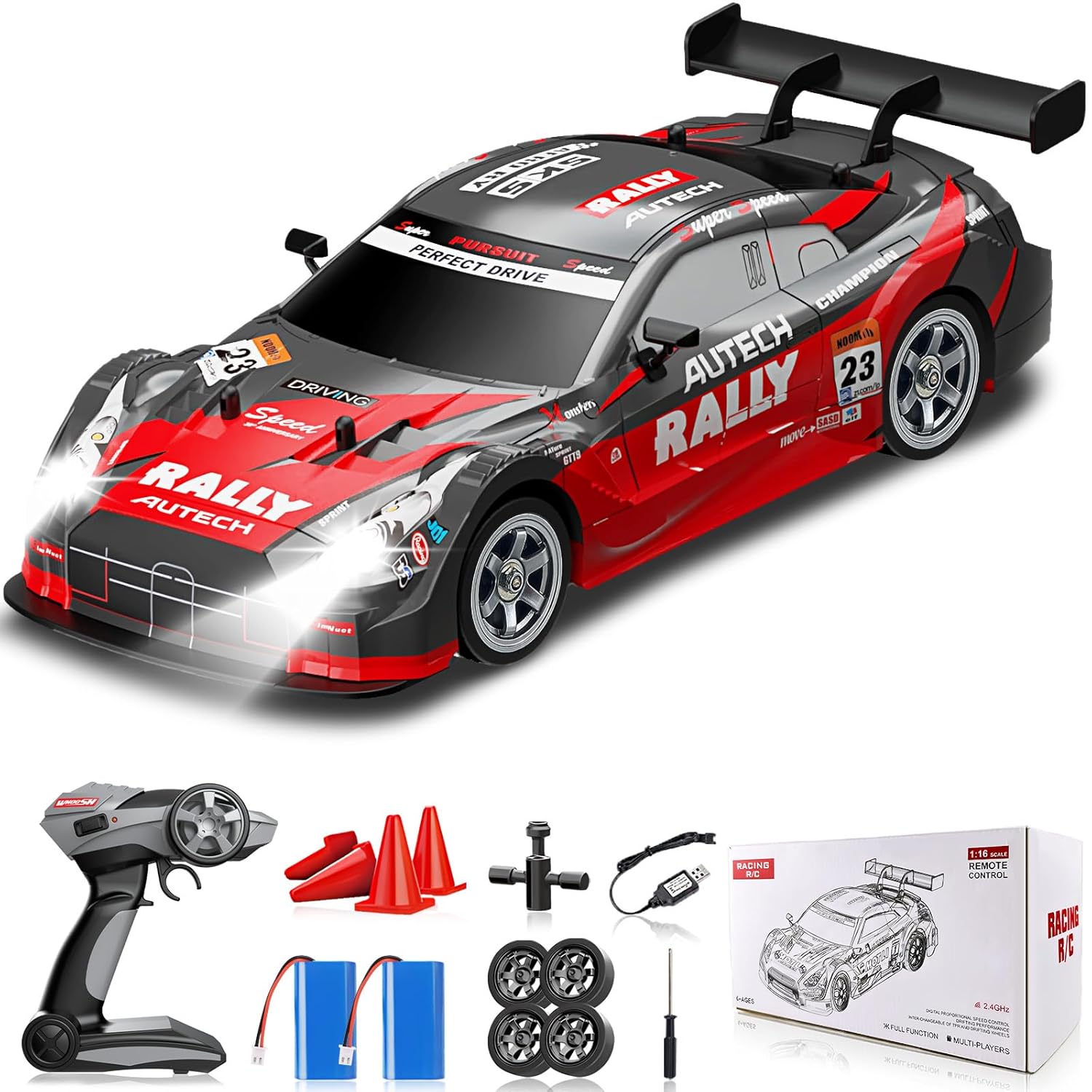 Rally RC Drift Car 2.4GHz, 1/16 Rcemote Control Car 4WD RC Cars Fast Drifting Car
