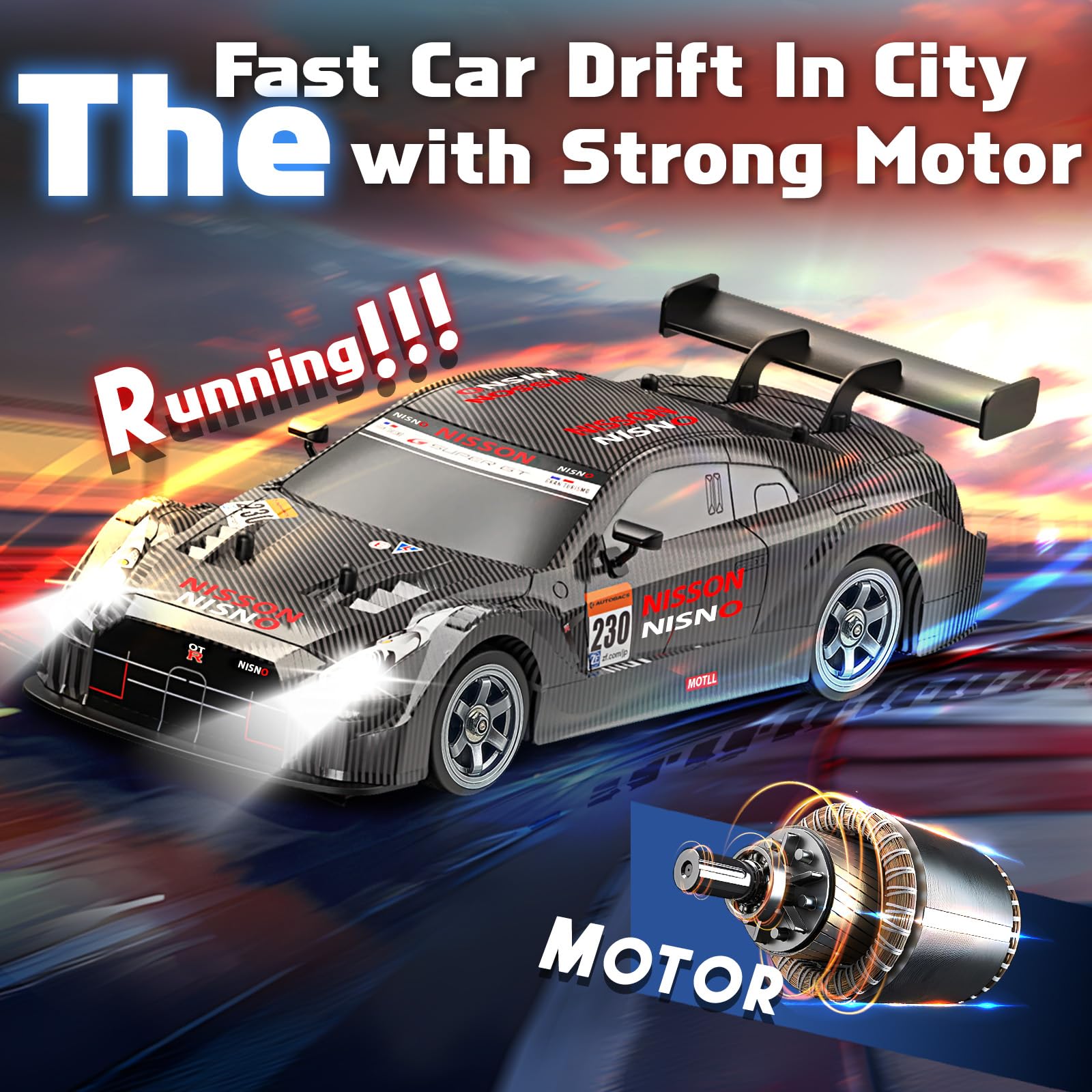 Rally RC Drift Car 2.4GHz, 1/16 Rcemote Control Car 4WD RC Cars Fast Drifting Car