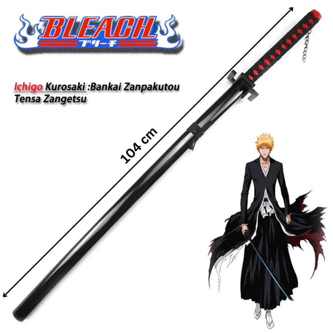 Bleach Ichigo Kurosaki's Zangetsu Wooden Katana 105 Cms