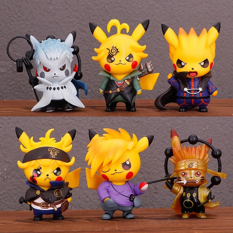 Pikachu X Naruto Crossover Set of 6 Action Figures